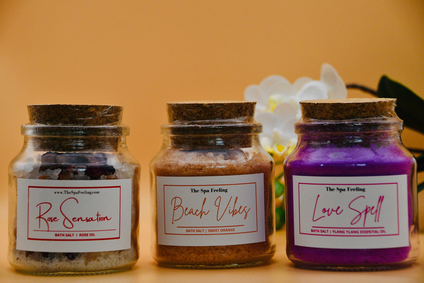 Badesalz Set (Lavendel- Orangen- und Ylang Ylang-Duft)